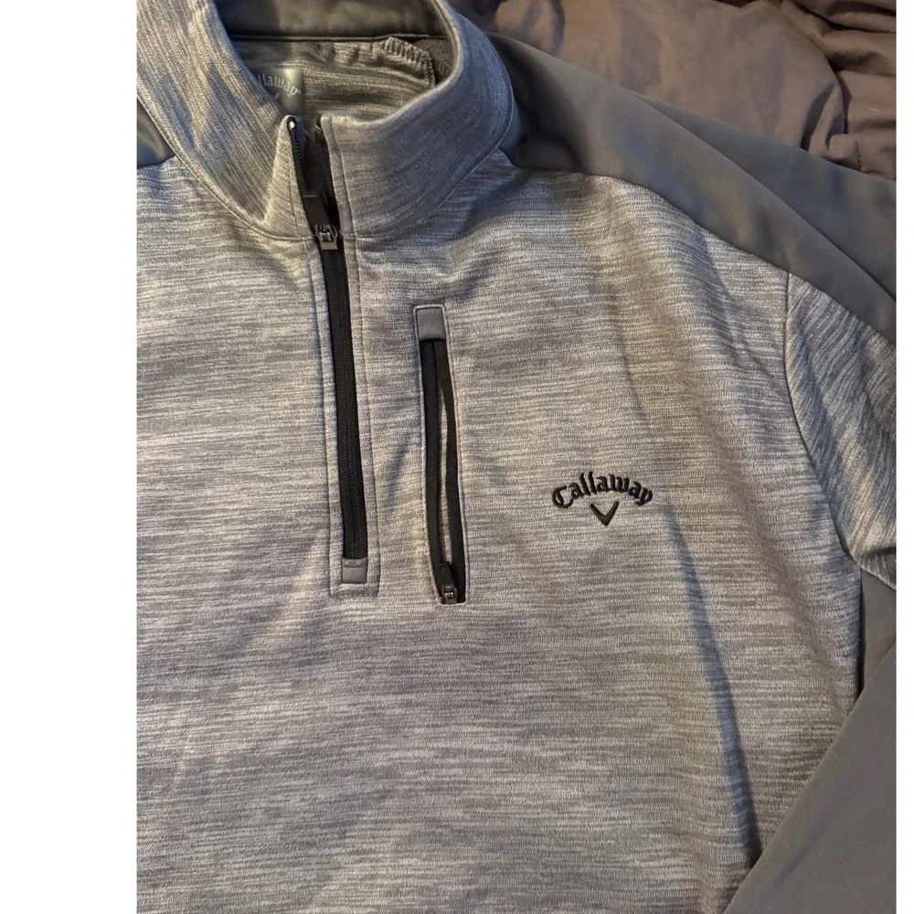 Callaway Mens XXL Gray Heathered Quarter Zip Golf Pullover Fleece Lined Jacket